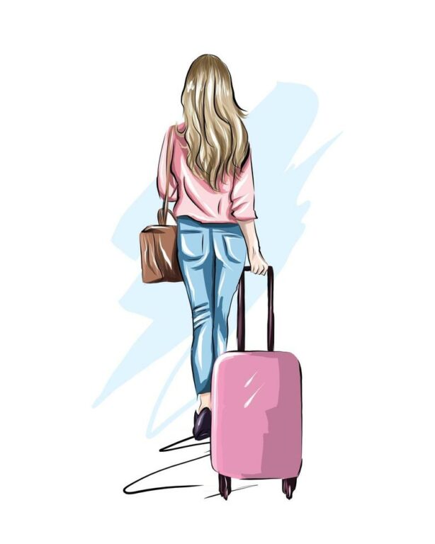 Rancharia | Aluguel para romeiros 2 bela jovem mulher com mala elegante garota viagens