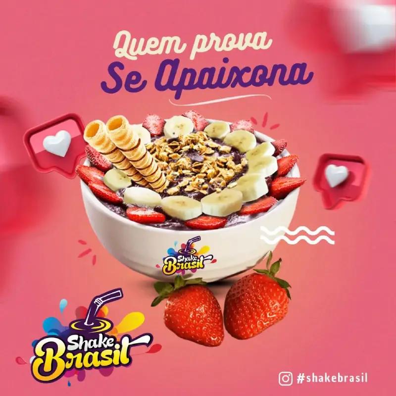 Sorveteria e Açaí Shake Brasil 4 novos sabores acai morango shake brasil